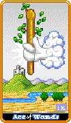 Ace of Wands Tarot card in 8-Bit Tarot deck