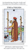 Two of Wands Tarot card in Apprentice deck