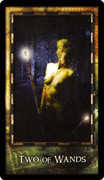 Two of Wands Tarot card in Archeon deck