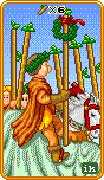 Six of Wands Tarot card in 8-Bit Tarot deck