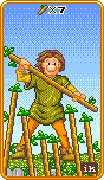 Seven of Wands Tarot card in 8-Bit Tarot deck