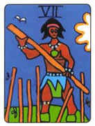 Seven of Wands Tarot card in African Tarot deck
