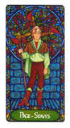 Page of Staves Tarot card in Art Nouveau deck