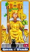 Queen of Wands Tarot card in 8-Bit Tarot deck