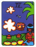 Four of Cups Tarot card in African Tarot deck