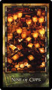 Nine of Cups Tarot card in Archeon deck