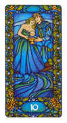 Ten of Cups Tarot card in Art Nouveau deck