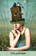 Two of Swords Tarot card in Tarot of Mystical Moments deck