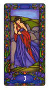 Three of Swords Tarot card in Art Nouveau deck