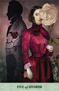 Five of Swords Tarot card in Tarot of Mystical Moments deck