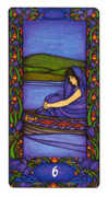 Six of Swords Tarot card in Art Nouveau deck