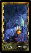Seven of Swords Tarot card in Archeon deck