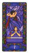 Seven of Swords Tarot card in Art Nouveau deck