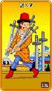 Seven of Swords Tarot card in 8-Bit Tarot deck