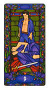 Nine of Swords Tarot card in Art Nouveau deck