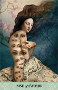 Nine of Swords Tarot card in Tarot of Mystical Moments deck