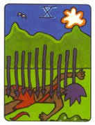Ten of Swords Tarot card in African Tarot deck