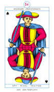 Page of Spades Tarot card in Cagliostro deck