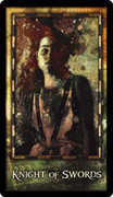 Knight of Swords Tarot card in Archeon deck
