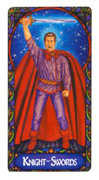 Knight of Swords Tarot card in Art Nouveau deck