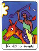 Knight of Swords Tarot card in African Tarot deck