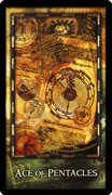Ace of Coins Tarot card in Archeon deck