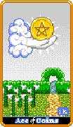 Ace of Coins Tarot card in 8-Bit Tarot deck