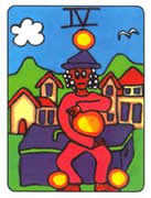 Four of Pentacles Tarot card in African Tarot deck
