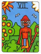 Seven of Pentacles Tarot card in African Tarot deck