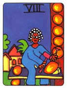 Eight of Pentacles Tarot card in African Tarot deck