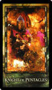 Knight of Coins Tarot card in Archeon deck
