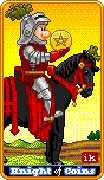 Knight of Coins Tarot card in 8-Bit Tarot deck
