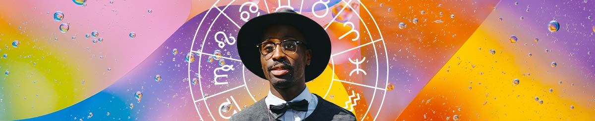 Astrology natal chart behind man